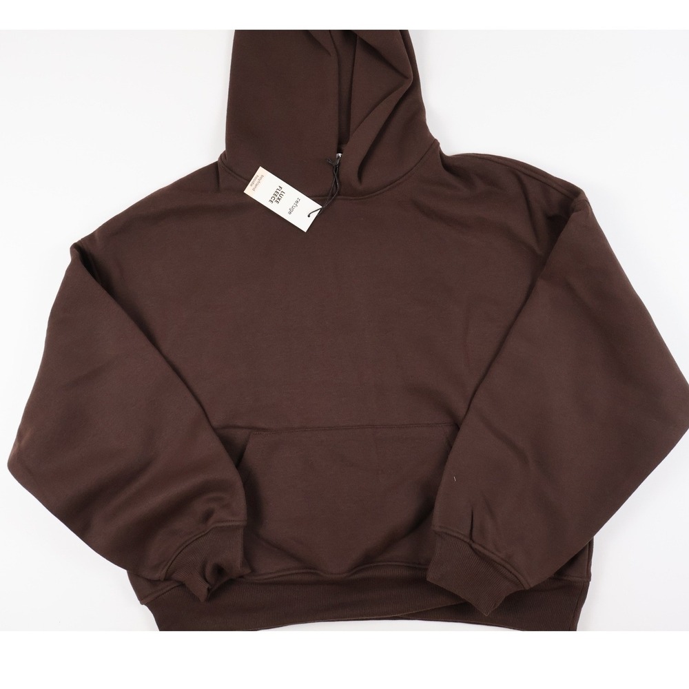 Refuge Hoodie Luxe Fleece Boyfriend Brown Solid L/XL NWT